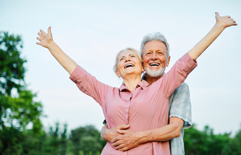 old couple celebrating